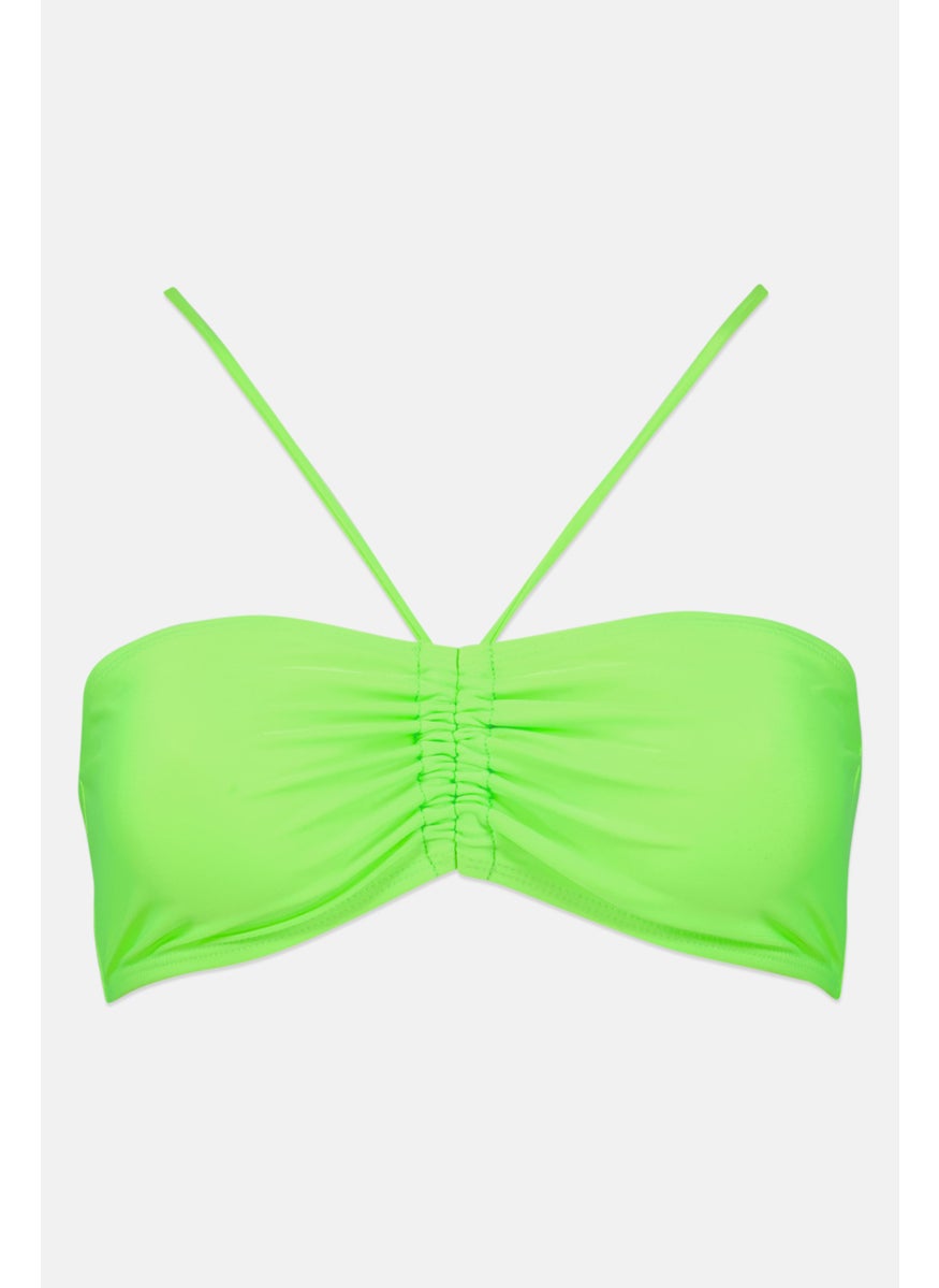 boohoo - Women Non Padded Solid Tie Bikini Top, Lime Green - Image 1