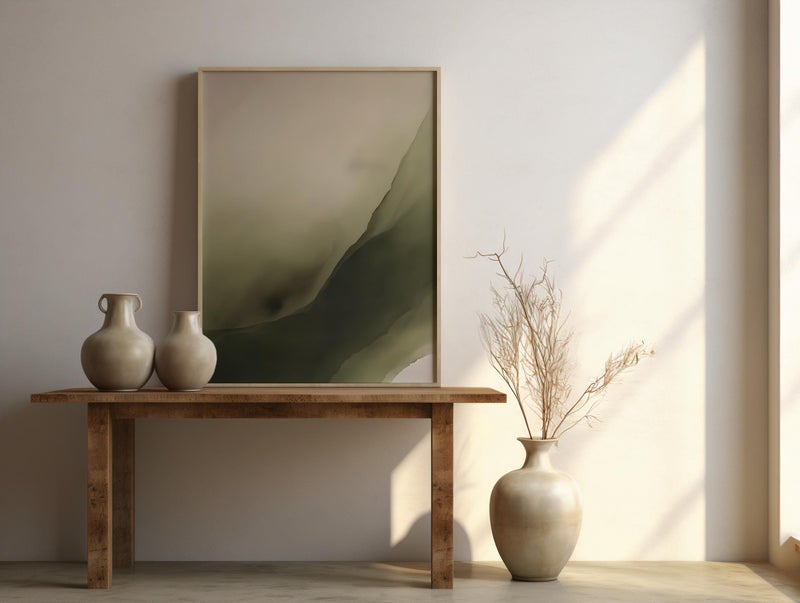 TNESSENTIAL Moody Sage Green Wall Art | Abstract Painterly Art Print – Framed Poster | Ready to Hang - Image 2