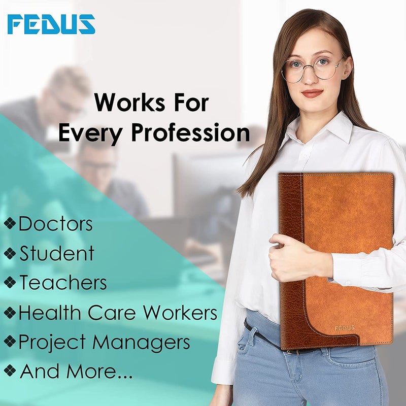 FEDUS حافظة مستندات للشهادات، حافظة جلدية متعددة الاستخدامات للمستندات، حامل مستندات، حقيبة مستندات، محفظة، ملف تنفيذي مع 20 ورقة للرجال والنساء - Image 3