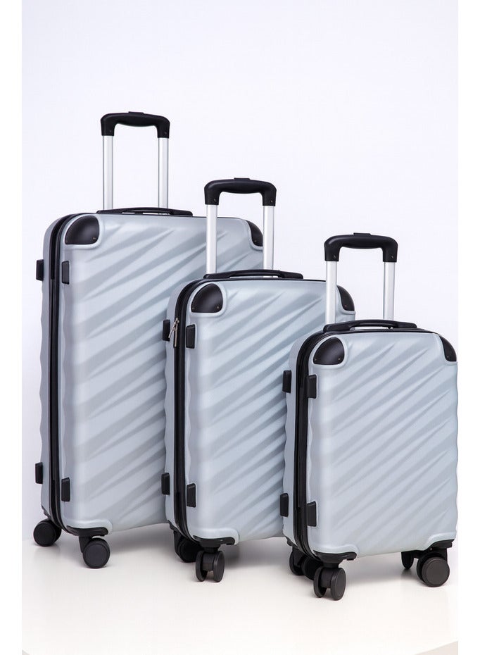 Space Luggage Set, ABS Material including Carry On Cabin Sizes, 20/24/28 Inches, Silver