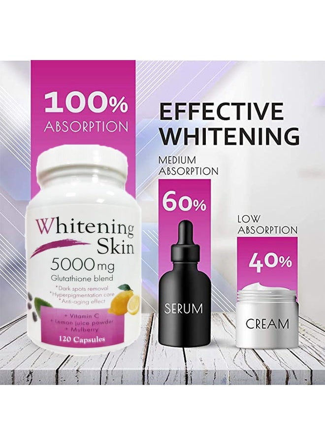 Ocean - Glutathione Whitening Capsules 120 Capsules 5000mg, Anti Aging and Anti Oxidant Effect, Remove Dark Spots and Brightening The Skin, Vegan, Skin Bleaching - Image 1