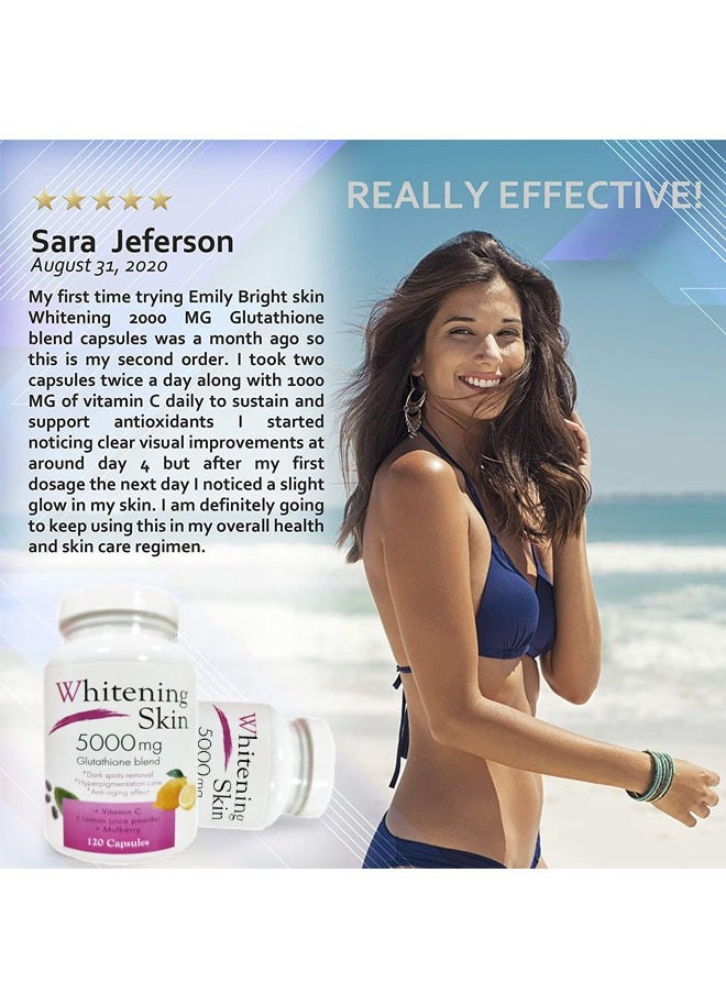 Ocean - Glutathione Whitening Capsules 120 Capsules 5000mg, Anti Aging and Anti Oxidant Effect, Remove Dark Spots and Brightening The Skin, Vegan, Skin Bleaching - Image 1
