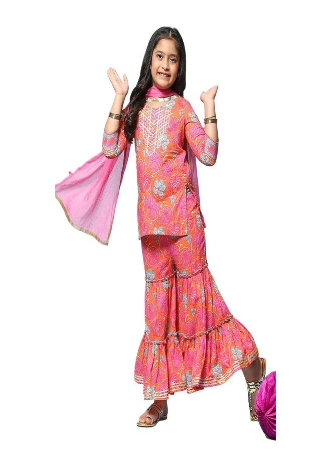 BIBA GIRL PRINTED RELAXED KID(KW4783E_ORANGE_3) - Image 1