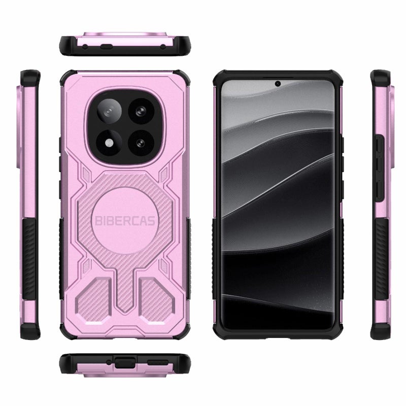BIBERCAS For Redmi Note 14 Pro+ 5G Real Color Series Magsafe Shockproof Phone Case(Pink) - Image 2