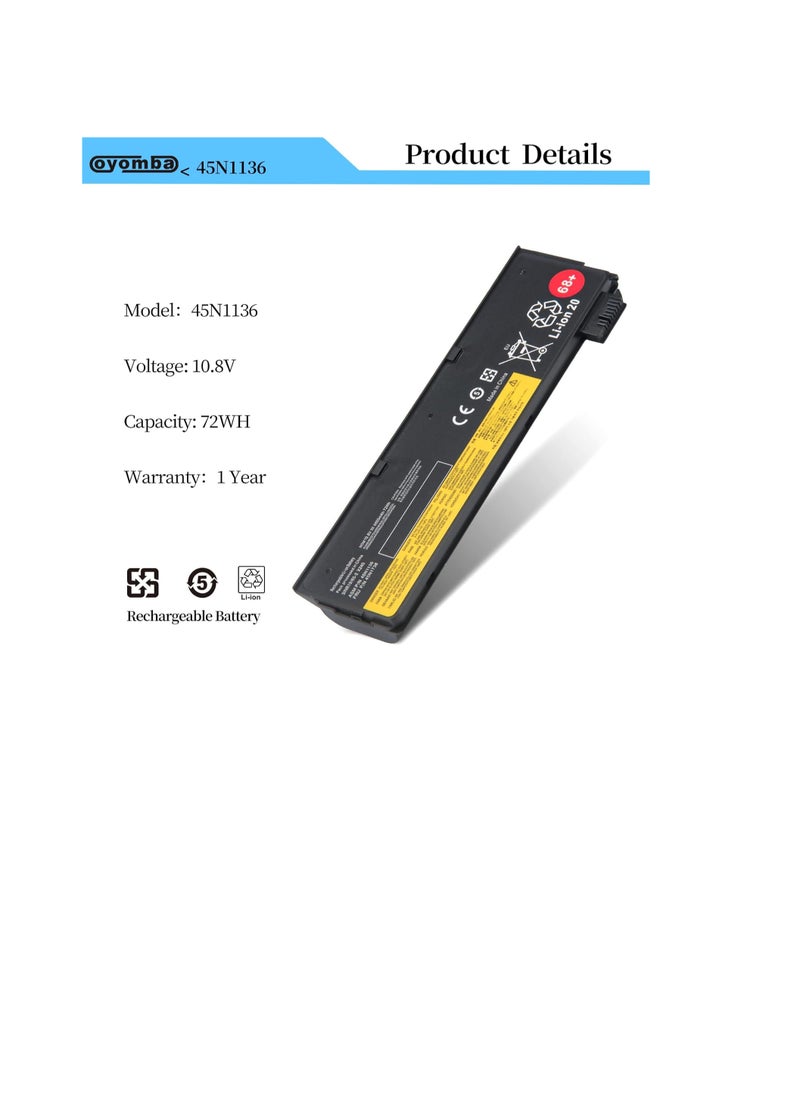 ماركة غير محددة 68+ 0C52862 بطارية كمبيوتر محمول لينوفو ثينك باد T440 T440S T450 T450S W530 L430 L530 W550 W550s X240 X250 X260 45N1000 45N1001 45 n1003 45N1004 45N1010 45N1013 0A3630 72Wh  - Image 2
