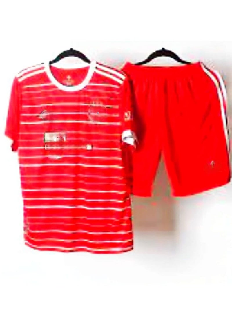 Generic Imported boys football kit, red and white stripes 