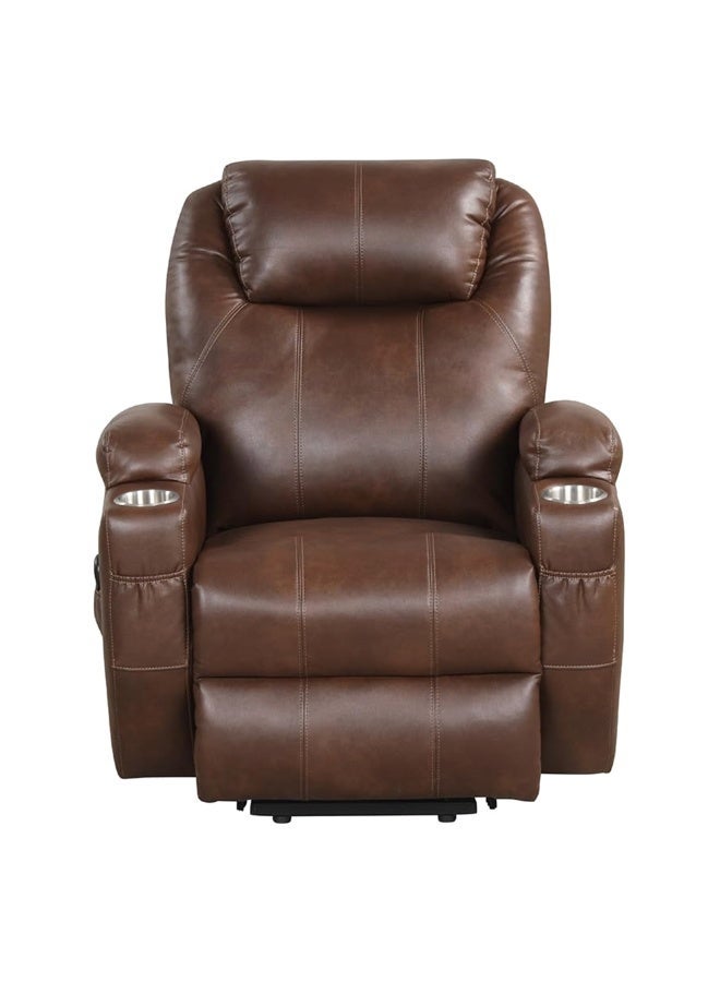 رويال أوك كرسي تدليك كامل الجسم تكساس مع وضع التدفئة | كرسي استرخاء كهربائي فاخر بجلد صناعي مزود بآلية رفع آلية وحامل أكواب وجيوب جانبية ومسند قدم لغرفة المعيشة - Image 3