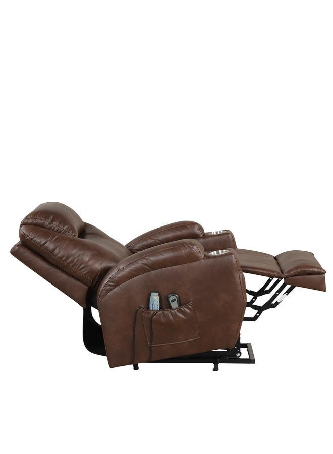 رويال أوك كرسي تدليك كامل الجسم تكساس مع وضع التدفئة | كرسي استرخاء كهربائي فاخر بجلد صناعي مزود بآلية رفع آلية وحامل أكواب وجيوب جانبية ومسند قدم لغرفة المعيشة - Image 4