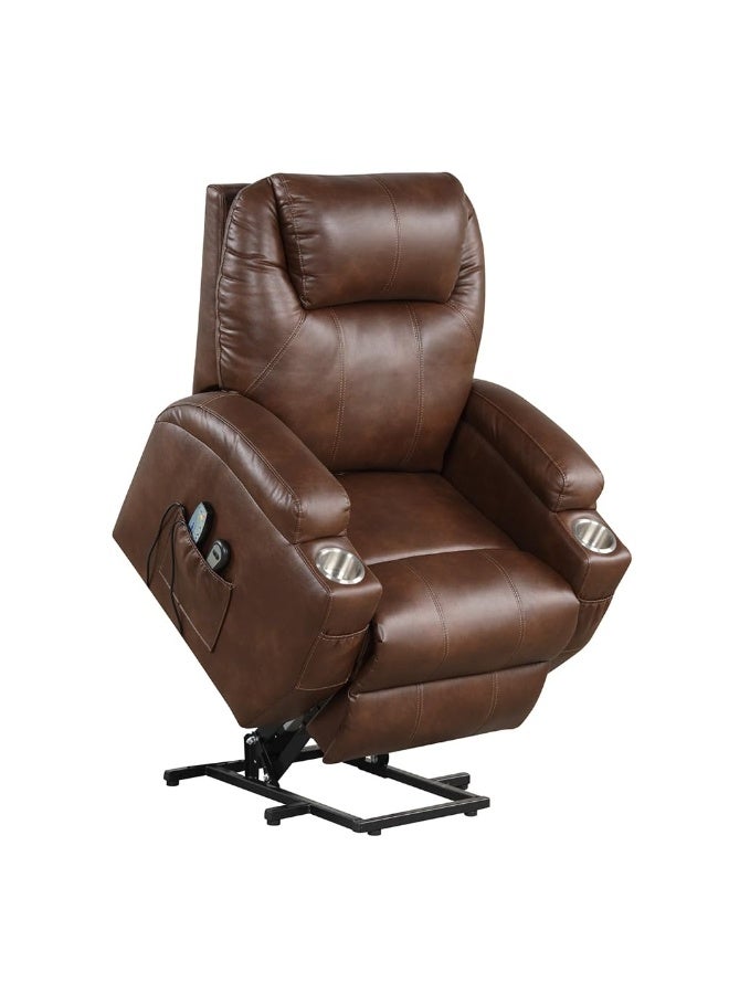 رويال أوك كرسي تدليك كامل الجسم تكساس مع وضع التدفئة | كرسي استرخاء كهربائي فاخر بجلد صناعي مزود بآلية رفع آلية وحامل أكواب وجيوب جانبية ومسند قدم لغرفة المعيشة - Image 5