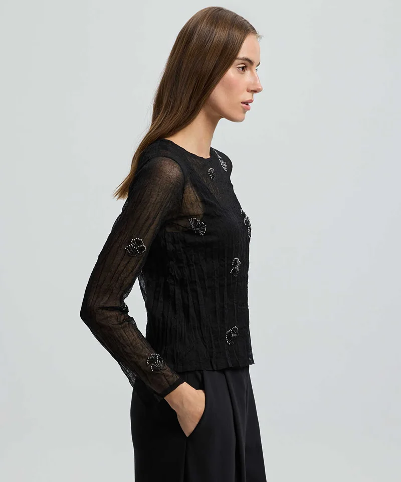 Ipekyol  Embroidered Sheer Knit Top for Women | Best Price UAE