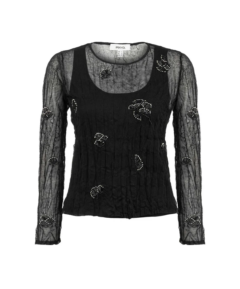 Ipekyol  Embroidered Sheer Knit Top for Women | Best Price UAE