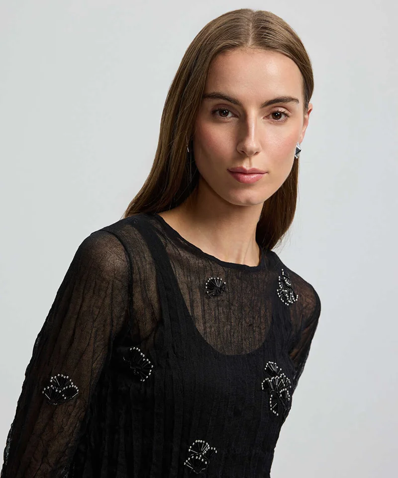 Ipekyol  Embroidered Sheer Knit Top for Women | Best Price UAE
