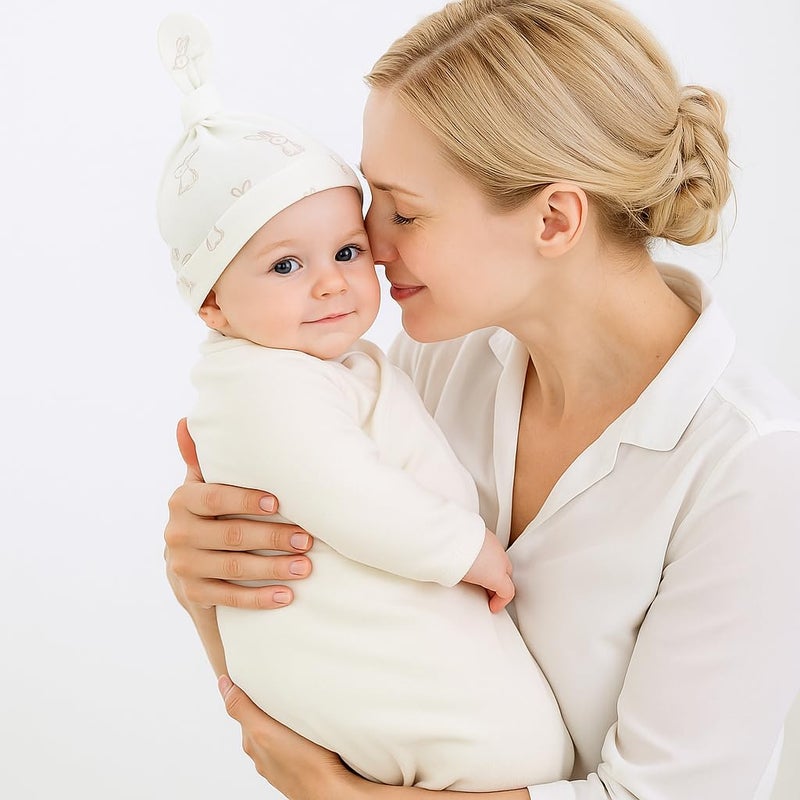 DTR Creation Baby Swaddle Wrap Blanket for Newborns | Soft Cotton Adjustable Sleeping Bag with Cap – 0-6 Months (Unisex, off White) - Image 3