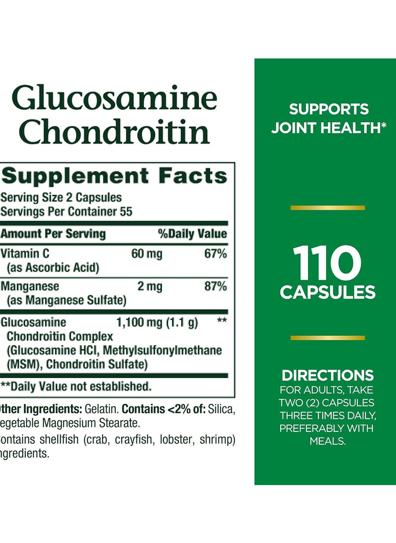 NATURE'S BOUNTY Glucosamine Chondroitin Pills And Dietary Supplement 110 Capsules  - Image 2