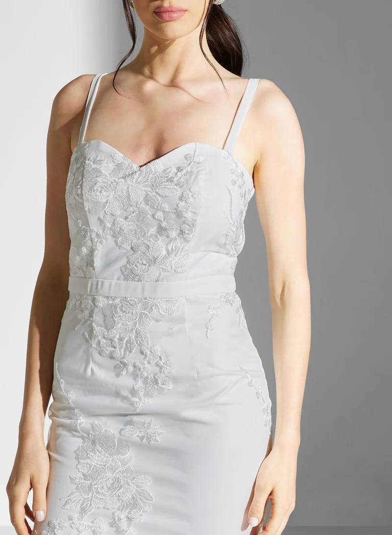 Chi-Chi London Sweetheart Neck Embroidered Bridal Dress