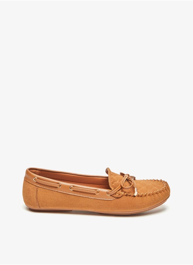 Le Confort - Women Suede Slip-On Mocassins with Bow Detail - Image 1