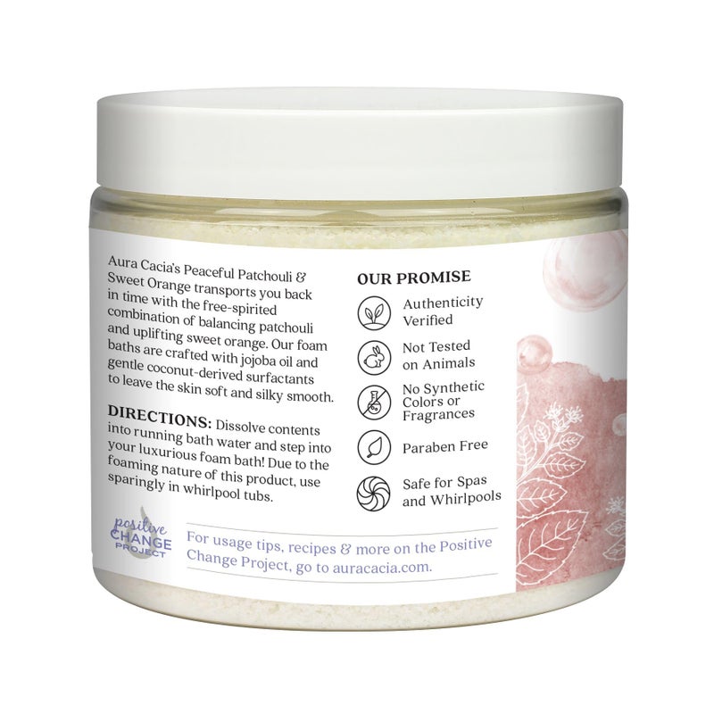 Aura Cacia Aromatherapy Foam Bath, Peaceful Patchouli and Sweet Orange, 14 ounce jar - Image 2
