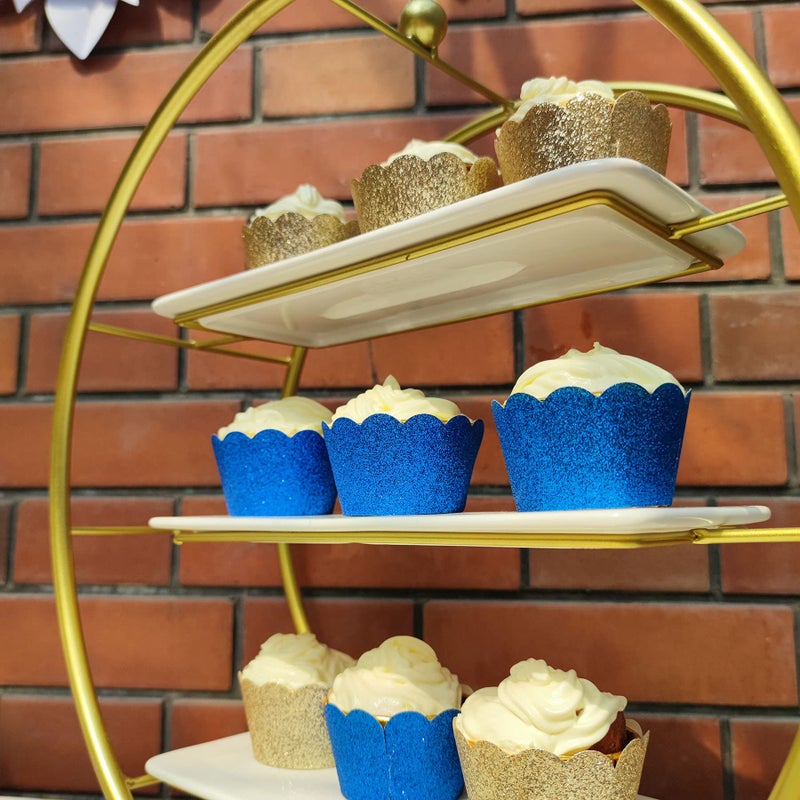 Mybbshower Royal Blue Standard Size Cupcake Liners for Baby Shower Birthday Treat Holders Wedding Bridal Shower Pack of 24 - Image 4