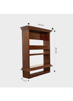 RENEWITURE RENEWITURE Wooden Wall Hanging Design Bar Bar Cabinets for Home Mini Bar for Home Solid Wood Make Wine Storage Cabinet with Glass Hanging Space  - Image 2
