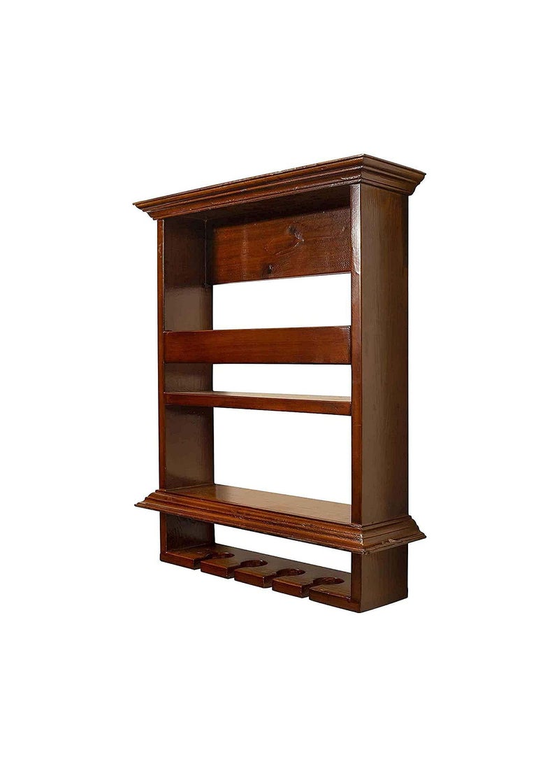 RENEWITURE RENEWITURE Wooden Wall Hanging Design Bar Bar Cabinets for Home Mini Bar for Home Solid Wood Make Wine Storage Cabinet with Glass Hanging Space  - Image 4