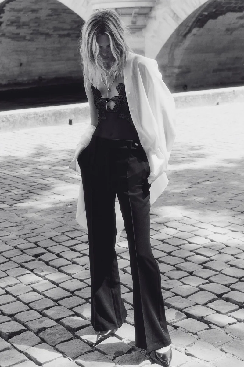 H&M Flared crease-detail trousers