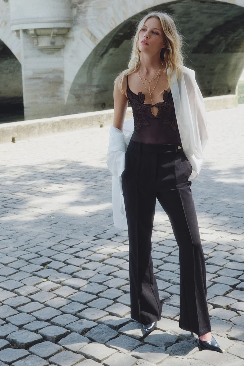 H&M Flared crease-detail trousers