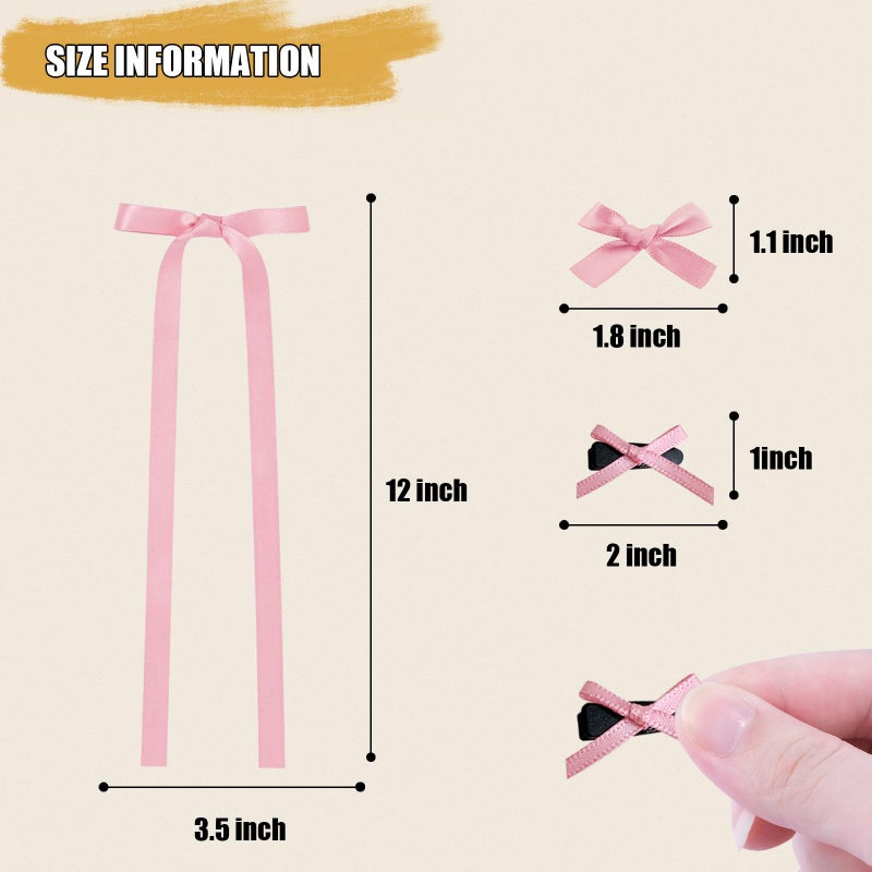SAOROPEB Mini Hair Bows for Women Girls Cute Hair Clips Small Alligator Long Tail Hair Ribbon Accessories -3 Styles -36P - Blue Pink Purple - Image 2