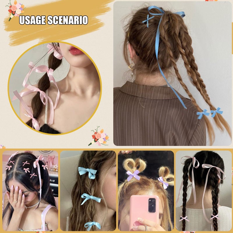 SAOROPEB Mini Hair Bows for Women Girls Cute Hair Clips Small Alligator Long Tail Hair Ribbon Accessories -3 Styles -36P - Blue Pink Purple - Image 4