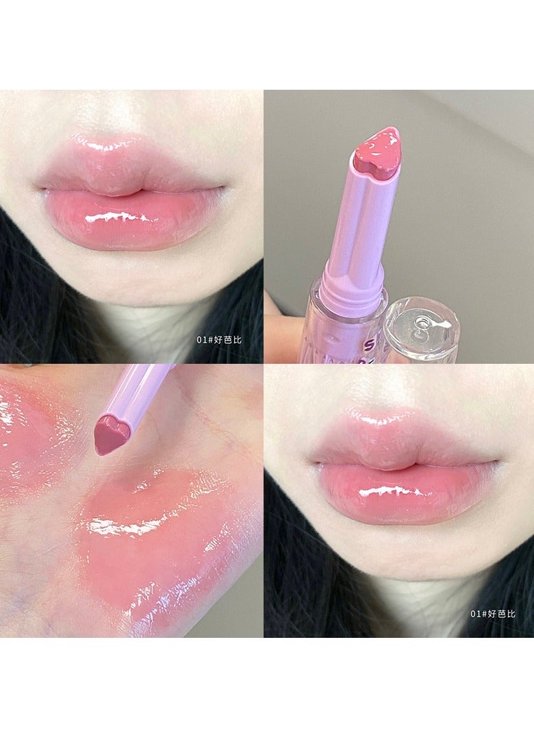 Cappuvini Jelly Lipstick, Tinted Lip Gloss Heart Shape Lip Stain, Mirror Moisturizing Lip Glaze, Long Lasting Nourishing Lip Glow Balm, Moisturizing Milk Tea Love Lipstick, (01# Good Barbie) - Image 1