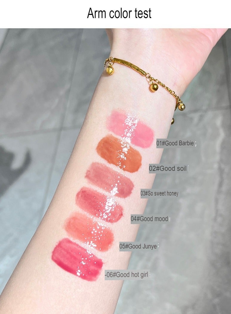 Cappuvini Jelly Lipstick, Tinted Lip Gloss Heart Shape Lip Stain, Mirror Moisturizing Lip Glaze, Long Lasting Nourishing Lip Glow Balm, Moisturizing Milk Tea Love Lipstick, (01# Good Barbie) - Image 3