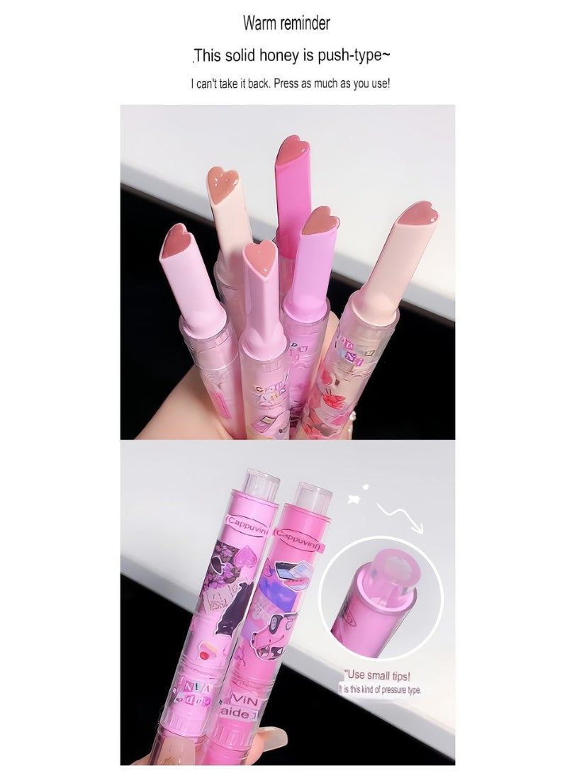 Cappuvini Jelly Lipstick, Tinted Lip Gloss Heart Shape Lip Stain, Mirror Moisturizing Lip Glaze, Long Lasting Nourishing Lip Glow Balm, Moisturizing Milk Tea Love Lipstick, (01# Good Barbie) - Image 4