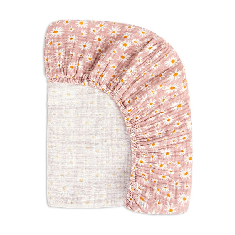 Babyletto 100% Organic Cotton Crib Sheet, GOTS-Certified, Fitted 360Â°, Ultra-Soft and Breathable Muslin - Daisy - Image 4