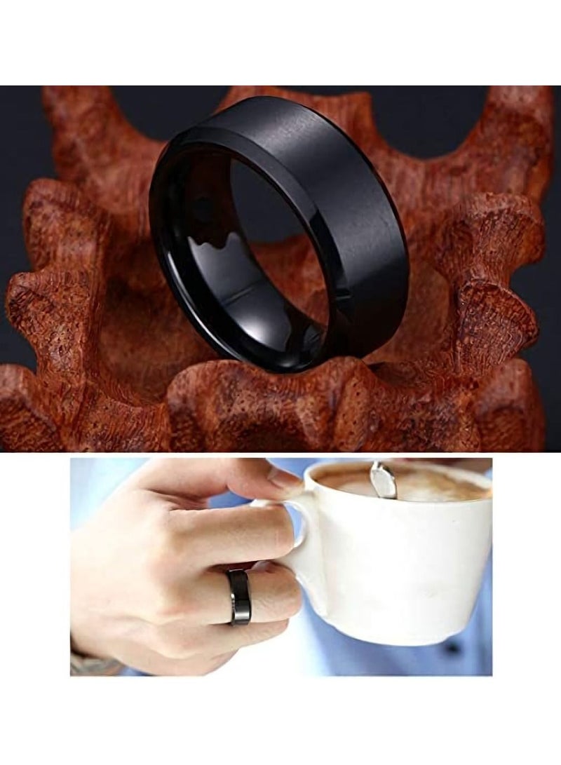 سيوسي خواتم ريترو ، SYOSI 4 قطع خواتم عادية للرجال خواتم من الفولاذ المقاوم للصدأ للرجال خاتم الزواج خواتم سبينر رائعة للرجال خاتم من الفولاذ المقاوم للصدأ الأسود مجموعة حلقة القلق بعرض 8 مللي متر - Image 3