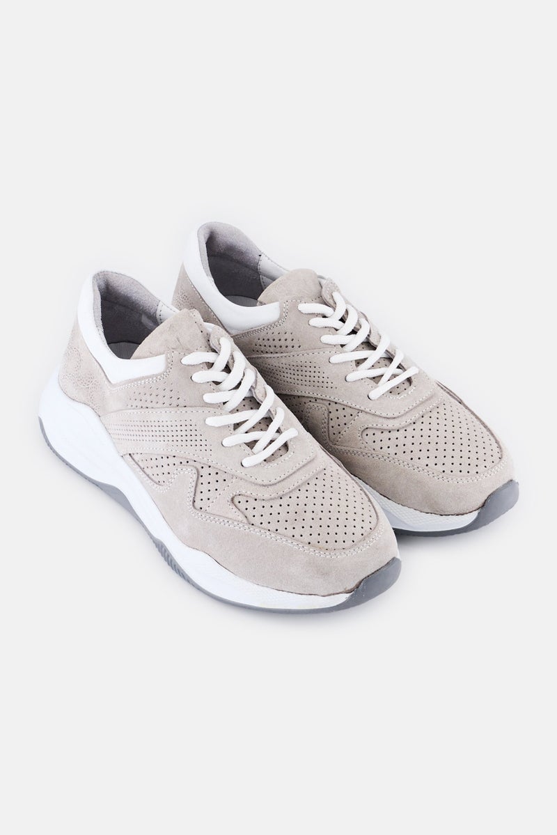 NINE WEST حذاء رياضي نسائي بركاديس 2 2Fx مزود بأربطة من الجلد المدبوغ، رمادي - Image 3