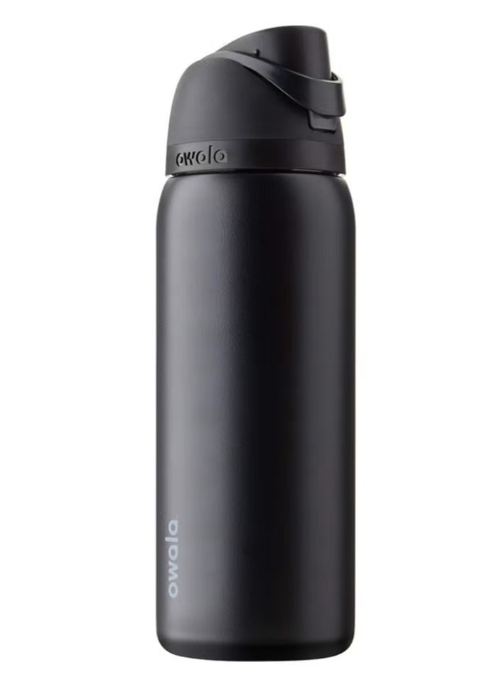 زجاجة مياه معزولة من الفولاذ المقاوم للصدأ مع شفاطة للرياضة والسفر، 945 مل - داكن جدًا - Image 1