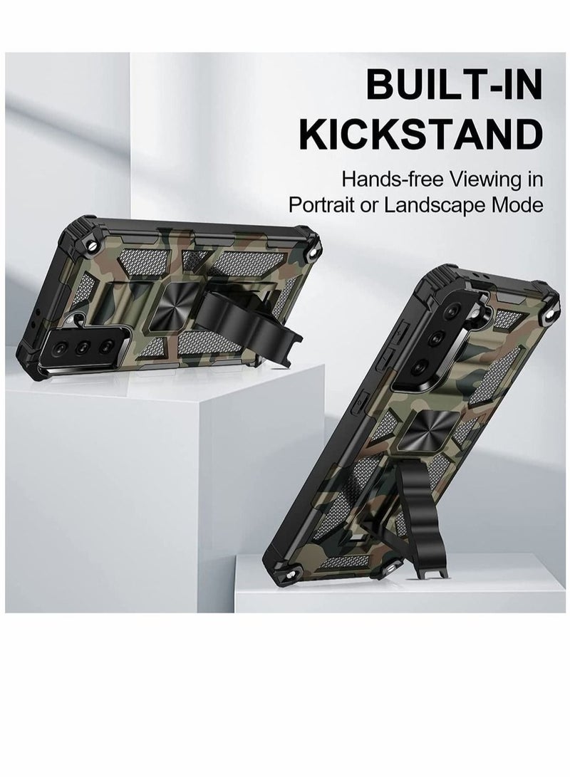 كابتن تيك Case for Samsung S21 FE Case Camouflage Cover ​with Stand Kickstand Support Magnetic Car Mount Military Grade Rugged Armor Shockproof Case for Samsung Galaxy S21 FE 5G 6.4'' - Image 4