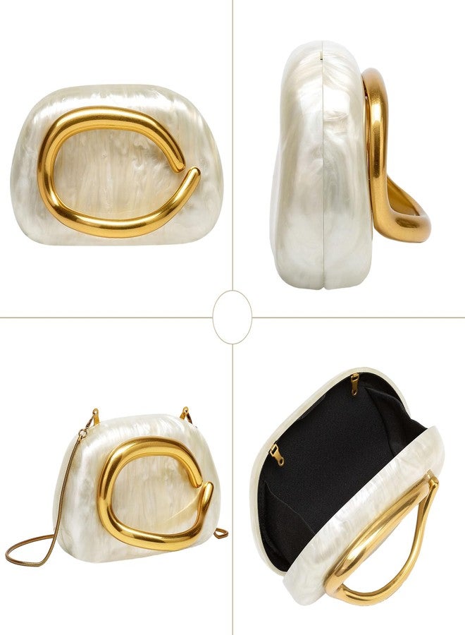 MR. MR Clutch Purses for Women Marble Acrylic Evening Clutch Purses for Women Wedding Purse Cocktail Party Prom, Marble White - Image 4