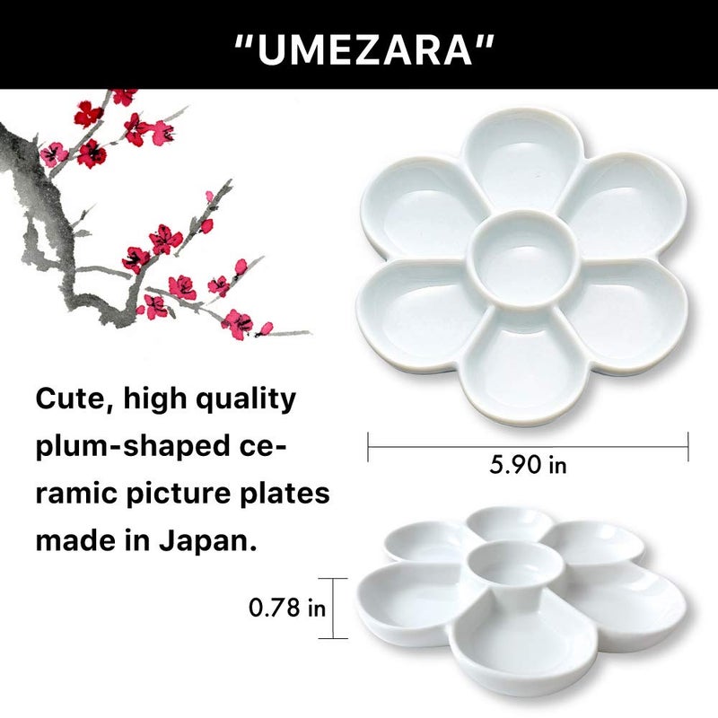 Zig Umezara Ceramic Paint Palette for Watercolor, Goauche and Sumi Ink Stick Ideal for Watercolor, Acrylic, and Oil Painting, This Tool is Both Beautiful and Functional. Made in Japan - Image 2