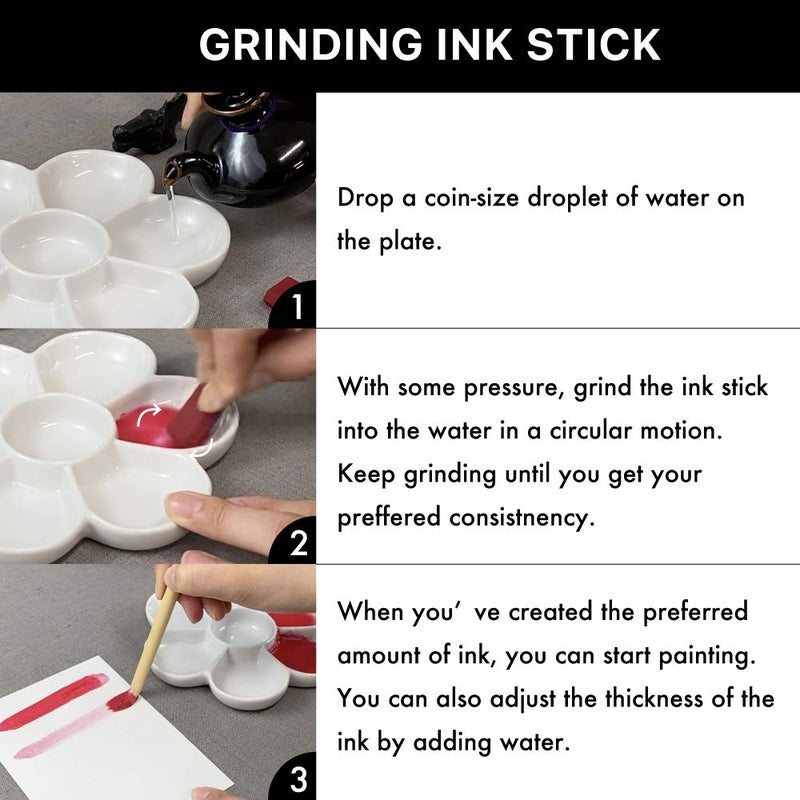 Zig Umezara Ceramic Paint Palette for Watercolor, Goauche and Sumi Ink Stick Ideal for Watercolor, Acrylic, and Oil Painting, This Tool is Both Beautiful and Functional. Made in Japan - Image 3