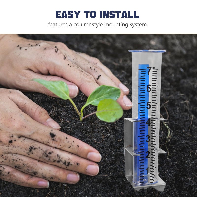 FRCOLOR Large Capacity Outdoor Garden Rain Gauge with Stainless Steel Bracket for Yard Patio Farm - Image 4