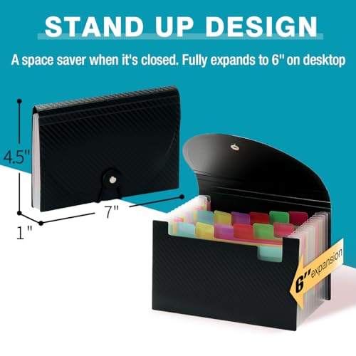 H4D Coupon Receipt Holder, 13 Pocket Accordion File Organizer, 7x4.5 Inches, Black - Image 2