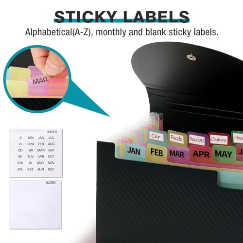 H4D Coupon Receipt Holder, 13 Pocket Accordion File Organizer, 7x4.5 Inches, Black - Image 3
