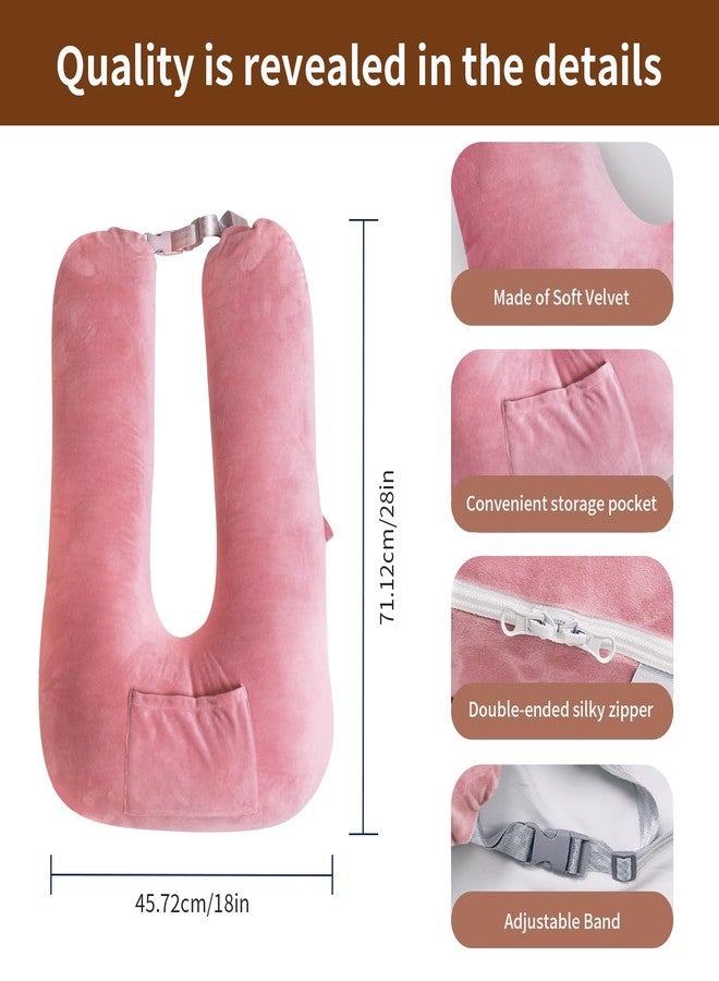 Cococu Travel Pillow for Kids & Adults, Car Pillow for Back Seat, Sleeping Support Cushion for Long Road Trips, Toddler Carseat Pillow with Removable & Washable Cover, Pink - Image 3