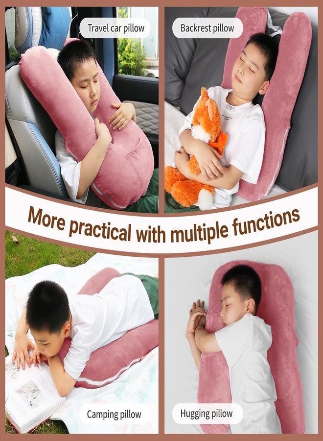 Cococu Travel Pillow for Kids & Adults, Car Pillow for Back Seat, Sleeping Support Cushion for Long Road Trips, Toddler Carseat Pillow with Removable & Washable Cover, Pink - Image 5