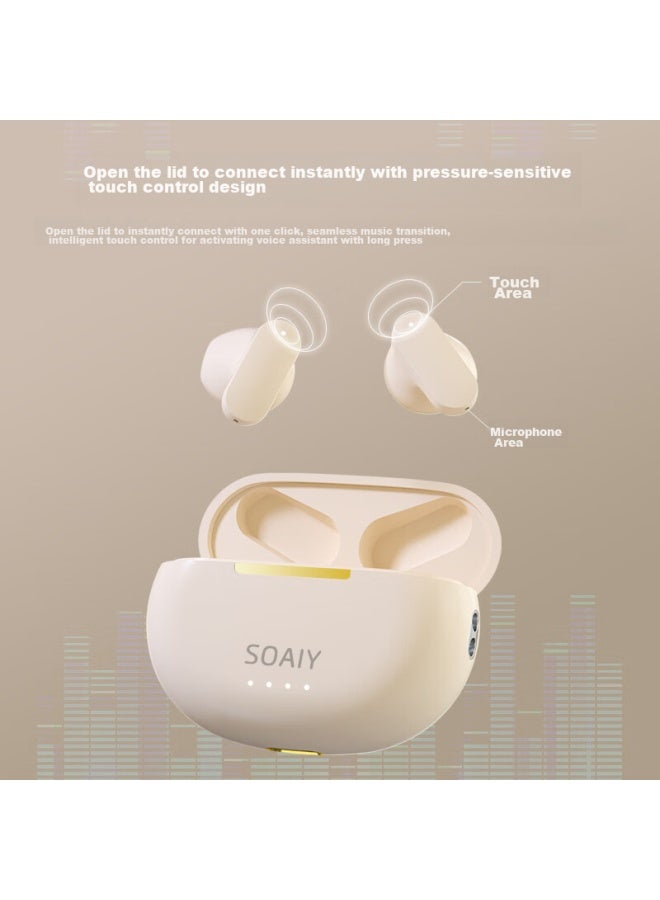 Soaiy Sl6 Pro Bluetooth Earphones True Wireless Open Ear Clip-on Sports Running Cycling Call Noise Reduction Compatible With Apple Huawei Xiaomi Pink - Image 4