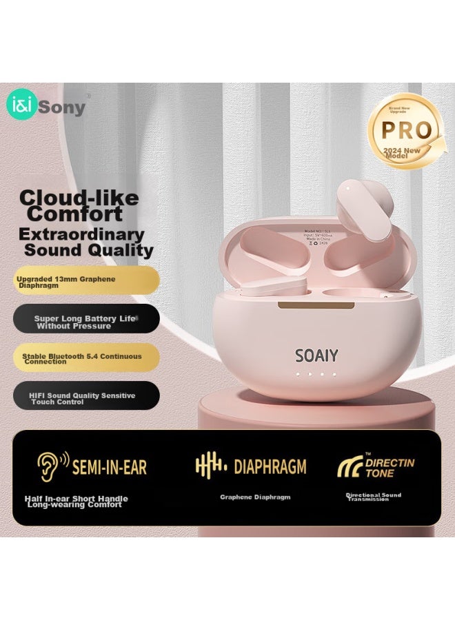 Soaiy Sl6 Pro Bluetooth Earphones True Wireless Open Ear Clip-on Sports Running Cycling Call Noise Reduction Compatible With Apple Huawei Xiaomi Pink - Image 2