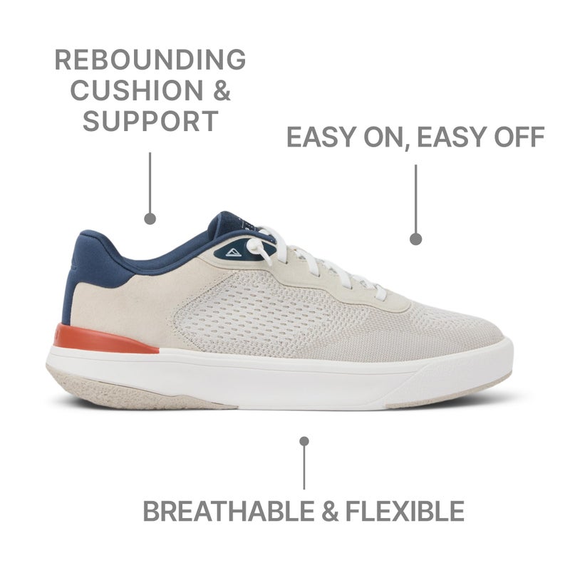 REEF Men's Shoreline Del Mar Shoe, Breathable Knit Upper, Lightweight & Flexible, Cushion Footbed, Elastic Laces, Tan/White/Navy, 12 - Image 3