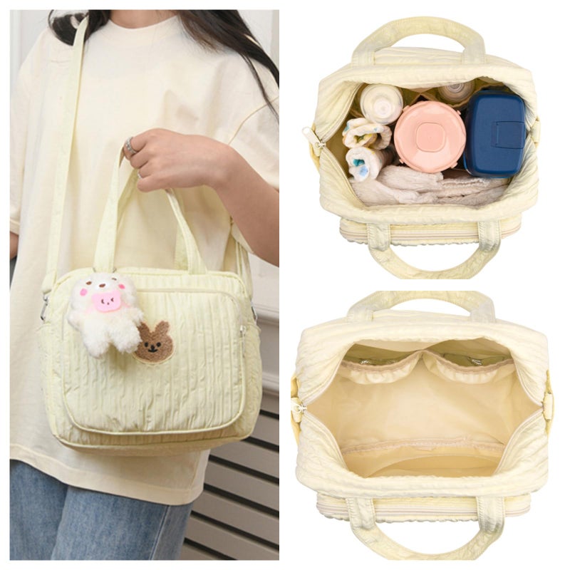 Lushandy Baby Diaper Bag Tote, Mom Bag Crossbody Diaper Bags Baby Travel Bags for Girl PaÃ±aleras Para Bebe (Yellow, Small) - Image 2