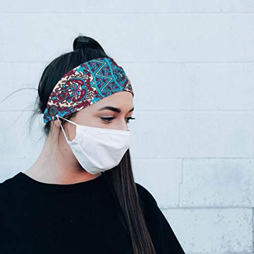 Bohend Boho Button Headband Wide Stretchy Daily Use Knotted Headwear Sport Athletic Yoga Gym Hair Accessories for Women and Girls(3pcs) (A) - Image 2