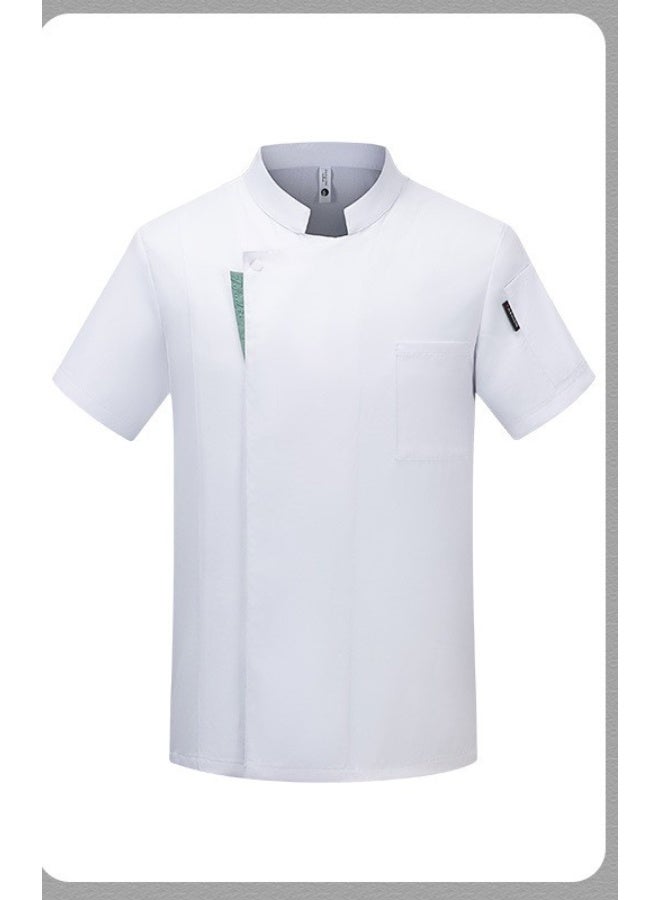 NIBEMINENT Chef Overalls Short Sleeve Spring and Summer Thin Breathable Hotel Restaurant Dining Kitchen Stain-Resistant Chef Uniform Workwe  - Image 1
